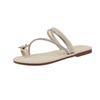 Women's French Flat Bottomed Toe Sandals for Summer Wear, New Soft Soled Fairy Style Dress with Rhinestone Slippers