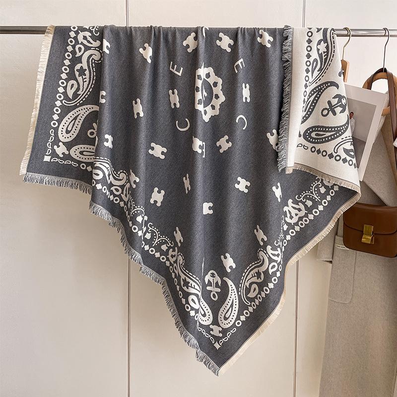 Mode Paisley Kasjmier Dames Dubbelzijdige Sjaal Winter Warm Sjaal En Wikkel Bandana Pashmina Vrouwelijke Foulard Vierkant Dikke Deken