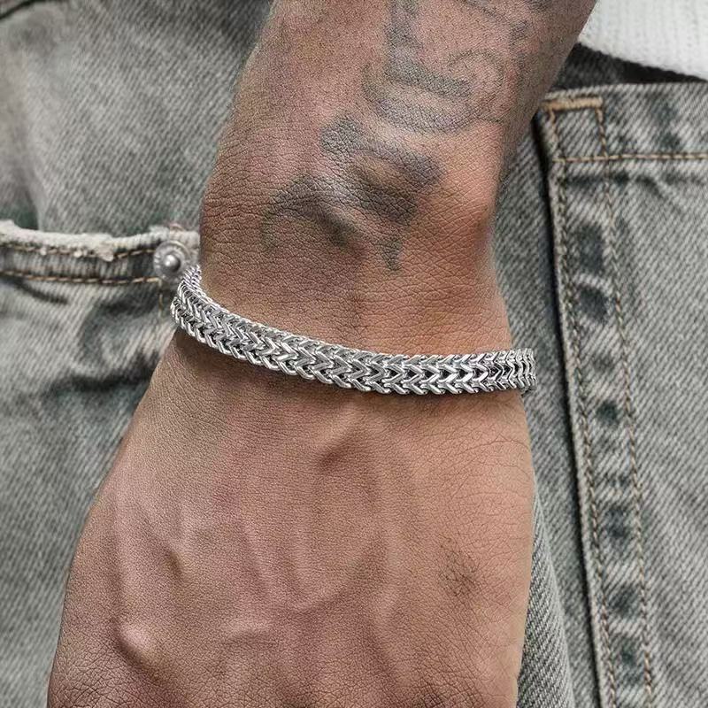 Men's Retro Spinal Chain Bracelet Simple Stainless Steel Bone Chain Jewelry Hip Hop Dressing Accessories Gifts