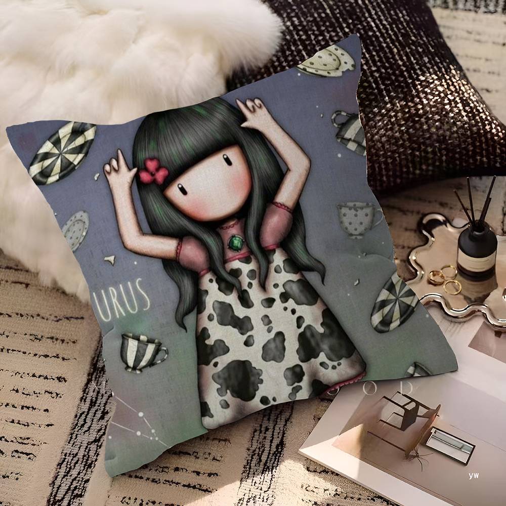 S-Santoro-Gorjuss Cute Cartoon Cushion Cover Polyester Sofa Cushions Decorative Throw Pillows Home Decoration Pillowcover