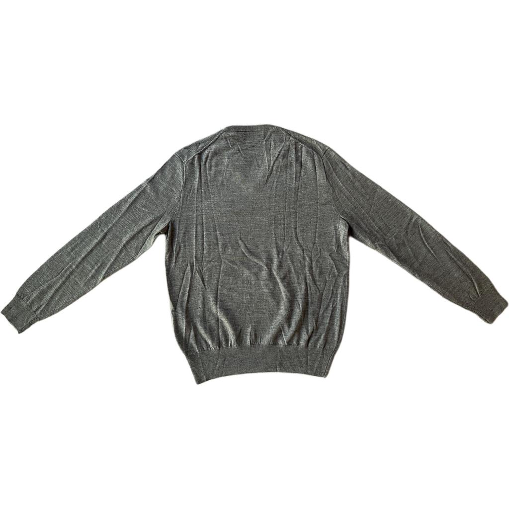 Polo Ralph Lauren FW23 Solid Logo Embroidered V-Neck Pullover Sweater Men Sweater Gray 710883124-005