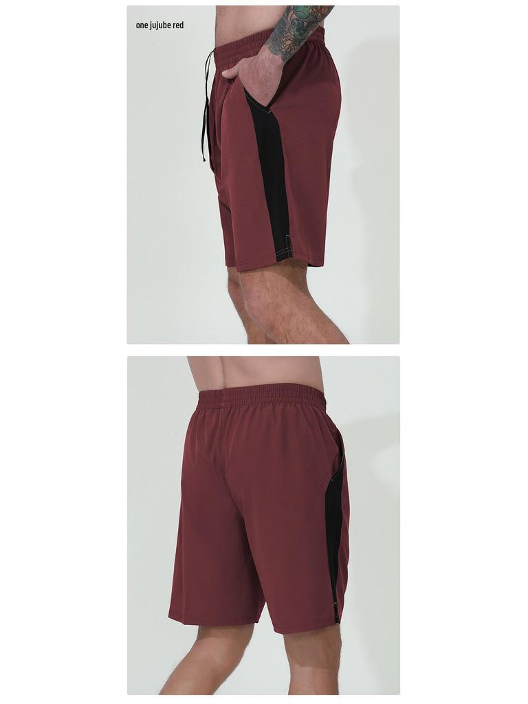 Men's Lightweight Quick-Dry Color-Block Running Shorts - Moisture-Wicking, Breathable, Loose Fit for Summer