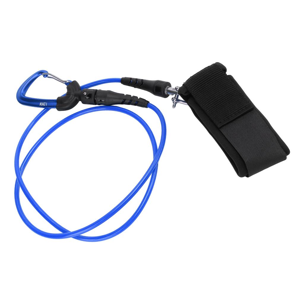 Freediving Lanyard Leash Diving Safety Rope Cable with Wristband Carabiner for Underwater SportsBlue