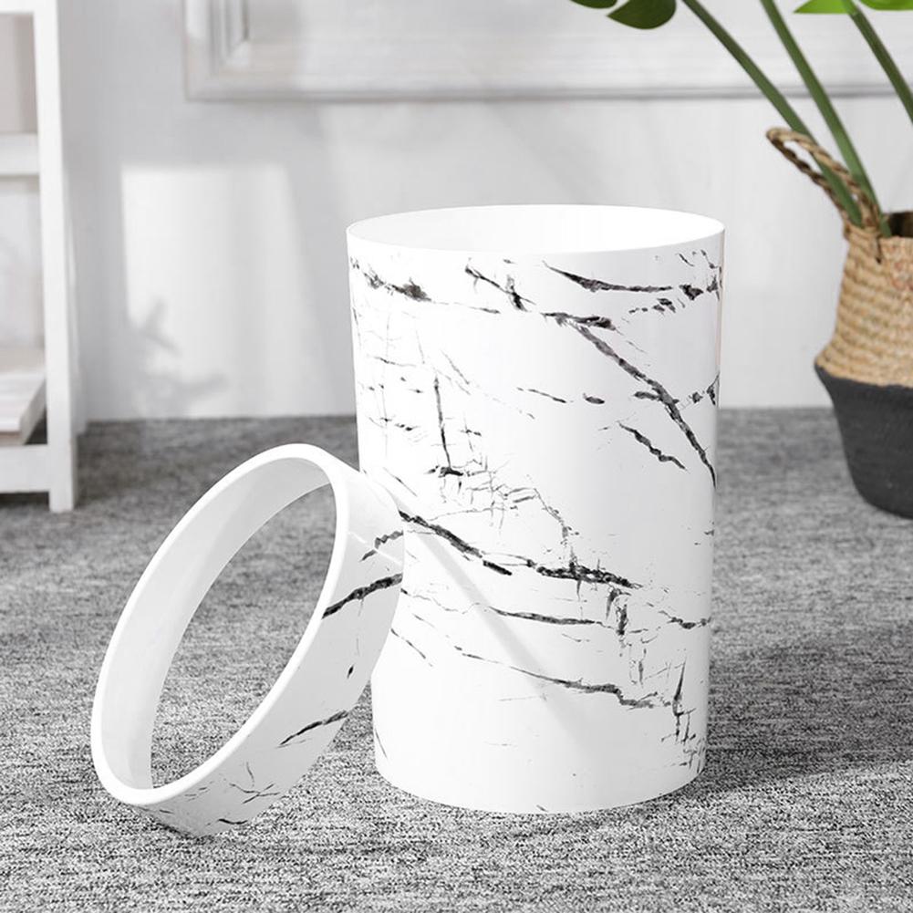 White Household Bathroom Marble Lidless Garbage Can Ashtray Trash Can ContainerWhite Small