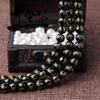 Hongchu Crystal Gold-embossed Black Agate Semi-finished Product Natural Six-Character Mantra Round Beads Scattered Beads
