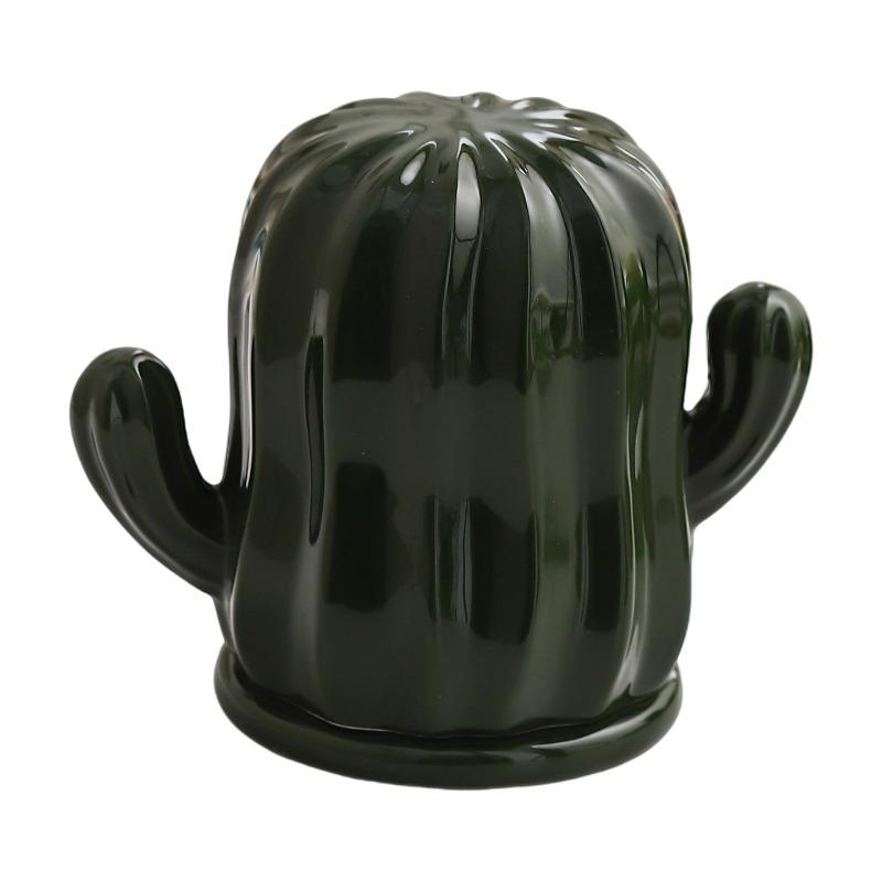 High-value Ceramic Cactus Toothpick Jar, Dental Floss Storage Box, Household New Personalized Creative Cotton Swab Box Jar.