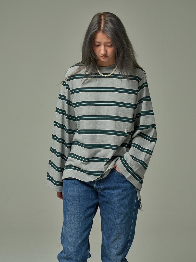 SAAI Multi Stripe Long Tee Gray