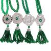 Trendy Green Bead Long Sweater Chain with Tassel Pendant - Light Luxury Necklace