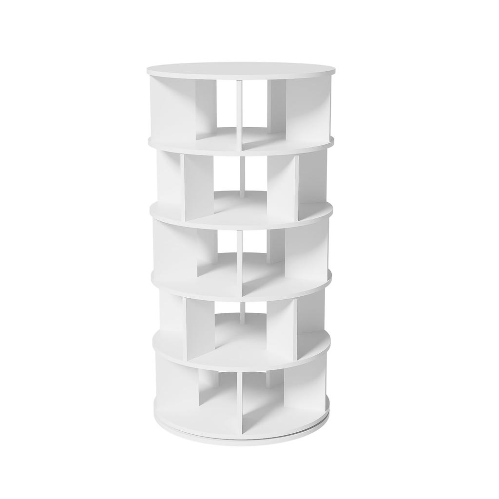 Revolving Shoe Rack, Multifunctional Shoe Cabinet with 5 Tiers, Round Rotating Shoe Rack 360-Degree Rotation, Height 115 Cm, Width 60 Cm, White