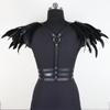 Female Victorian Gothic Natural Feather Collar Choker Shrug Shawl Shoulder Wrap Cape with Ribbon Ties for Costume Decoration