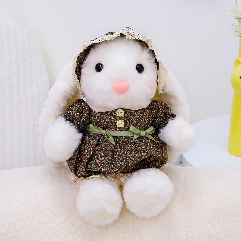 Fashion Plush Princess Dress with Long Ears Rabbit Keychain Cute Cartoon Plush Rabbit 8 Inch Grabbing Machine Doll