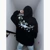 Men's White Light Luxury Hooded Sweatshirt - Autumn/Winter Style, Velvet Thickened, Loose Streetwear with Embroidery.
