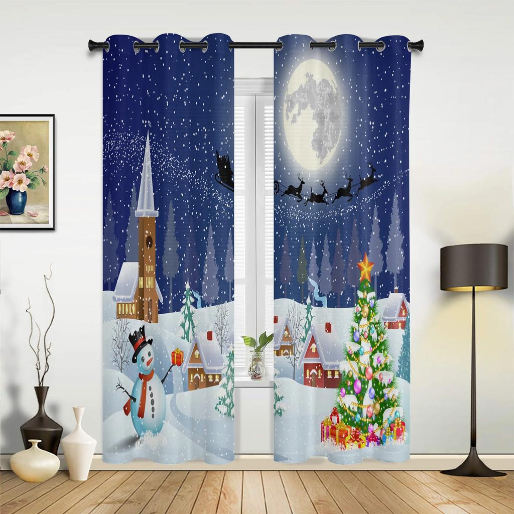 Weihnachten Schnee Schneeflocken Blätter Tannenzapfen Dekoration Vorhänge für Kinderzimmer Wohnzimmer Vorhänge Küchenfenstervorhang