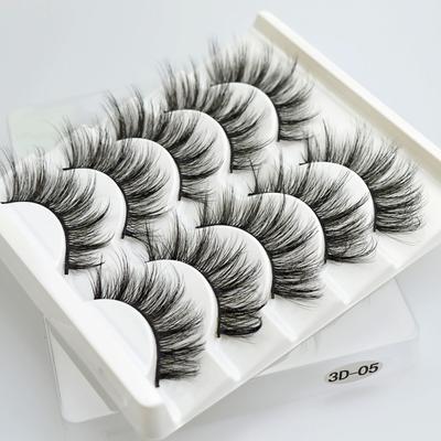 5 Paar Wimpern, natürlich, lang, für Make-up, falsche Wimpern, buschig, schwarz, 3D-Nerz-Wimpern, Verlängerung, dramatisches Volumen, künstliche Wimpern