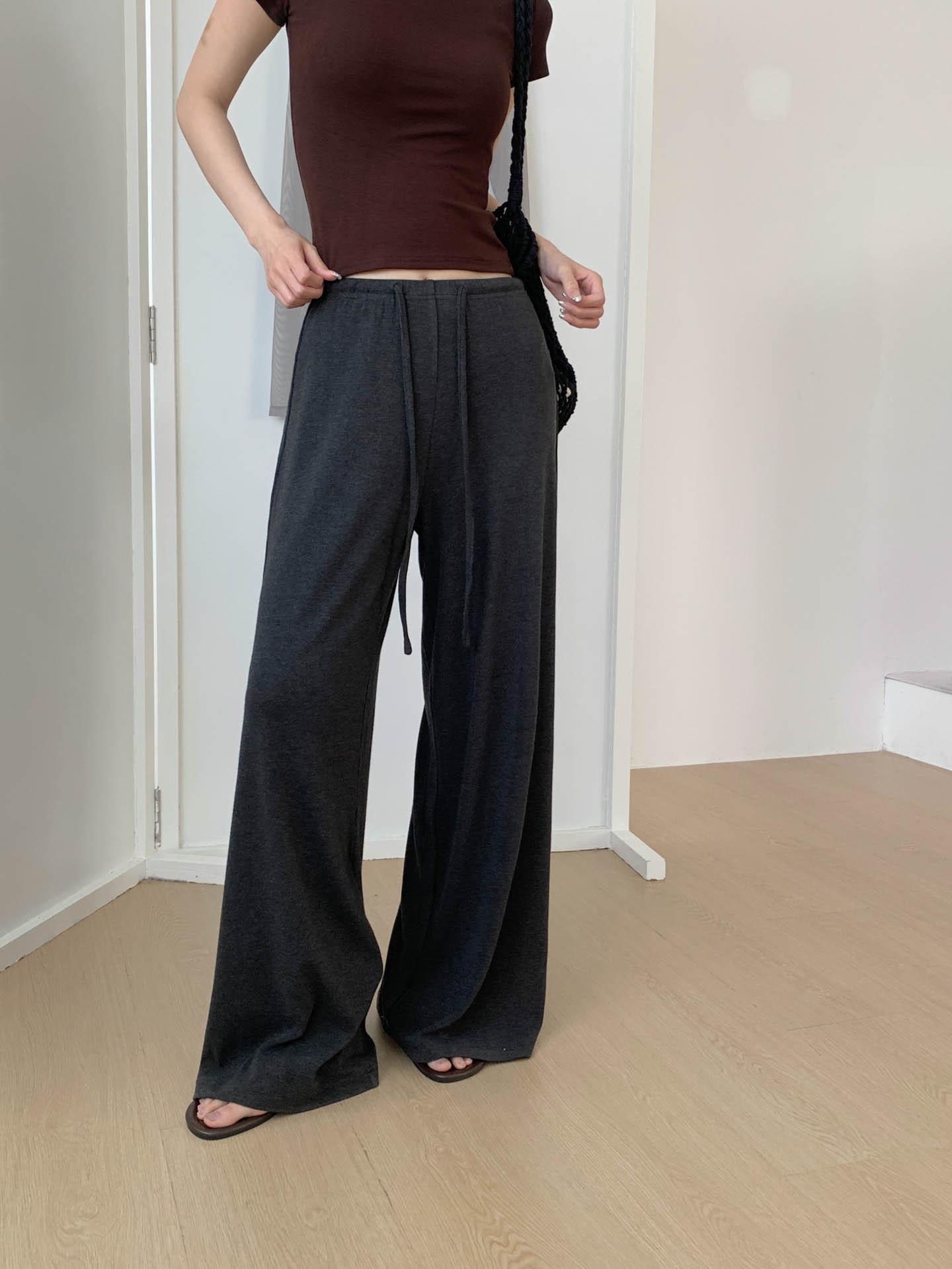 

GAGD Women s Petite Wide-Leg Drawstring Drape Pants - Casual Summer Sweatpants Small темно-серого