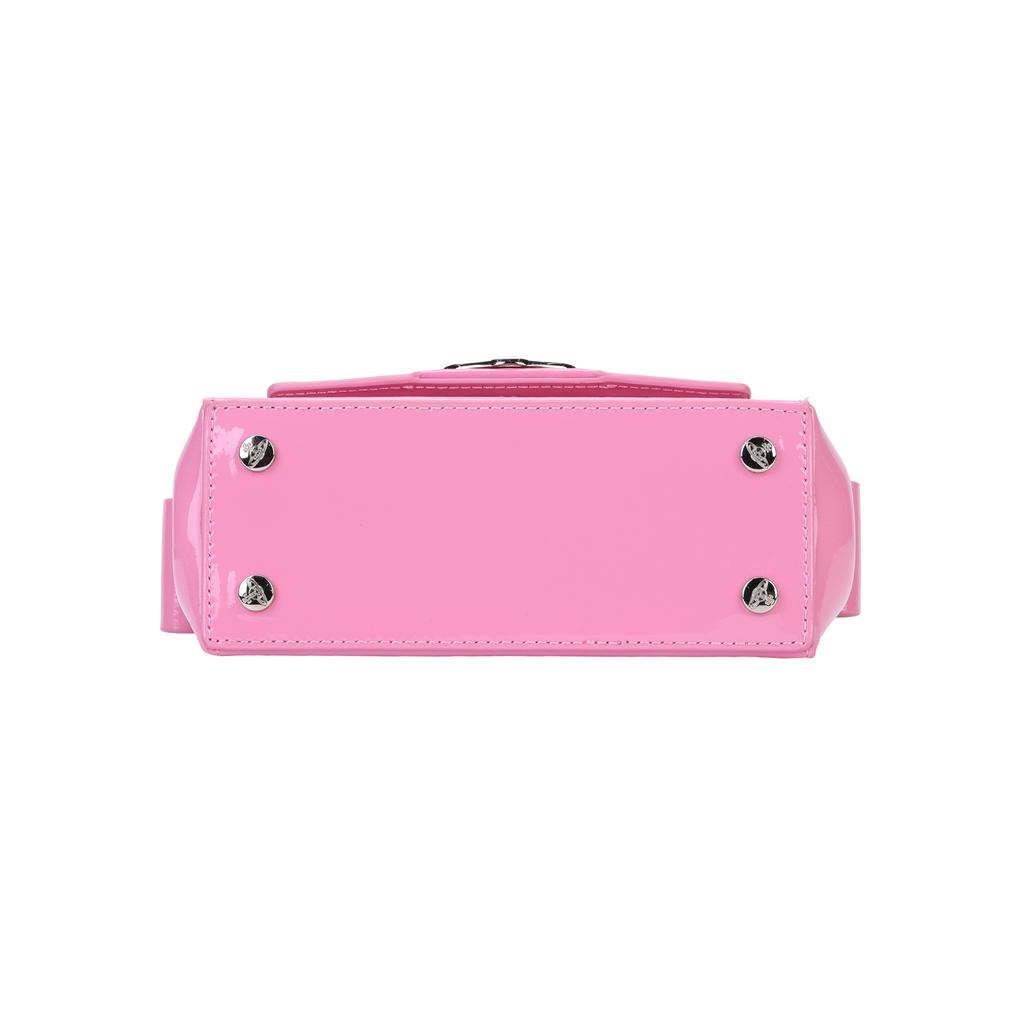 Vivienne Westwood Hazel Saturn Logo Detachable Shoulder Strap Two-Way Leather Shoulder Tote Bag Small Women handbags Pink 4304006RUL001OG406