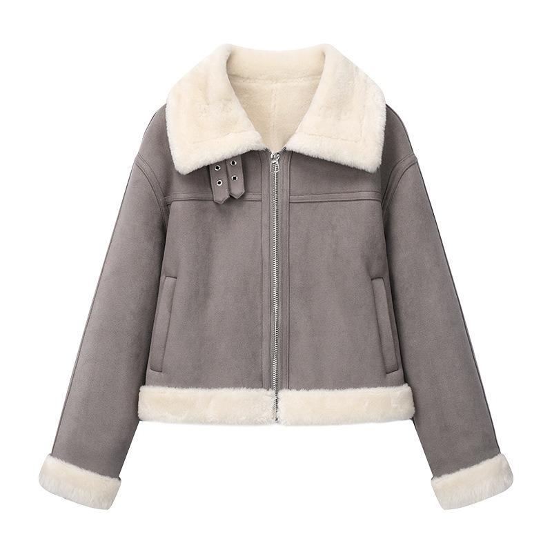 Fur integrated bionic fur winter new suede short coat women 403