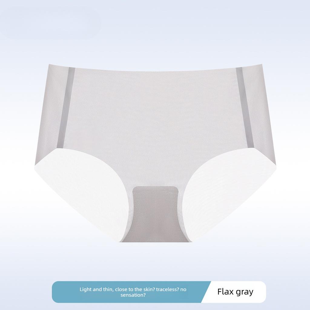 Women's Summer Thin Ice Silk 10A Antibacterial Cotton Extended Crotch Trackless Briefs