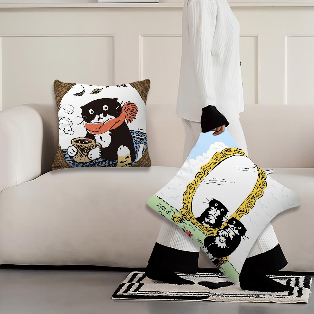 Art Aesthetic Y-eonju Choi cute cat cushion cover Pillow Cover Home Sofa living Decoration Room Office Car Nordic Simplicity
