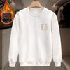 Men's American Print Fleece-Lined Sweatshirt - Loose Fit, Thick, Casual Crew Neck, Trendy Long Sleeve Top