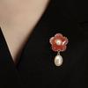 Elegant Baroque Style Cloisonne Pearl Flower Brooch Corsage for Women