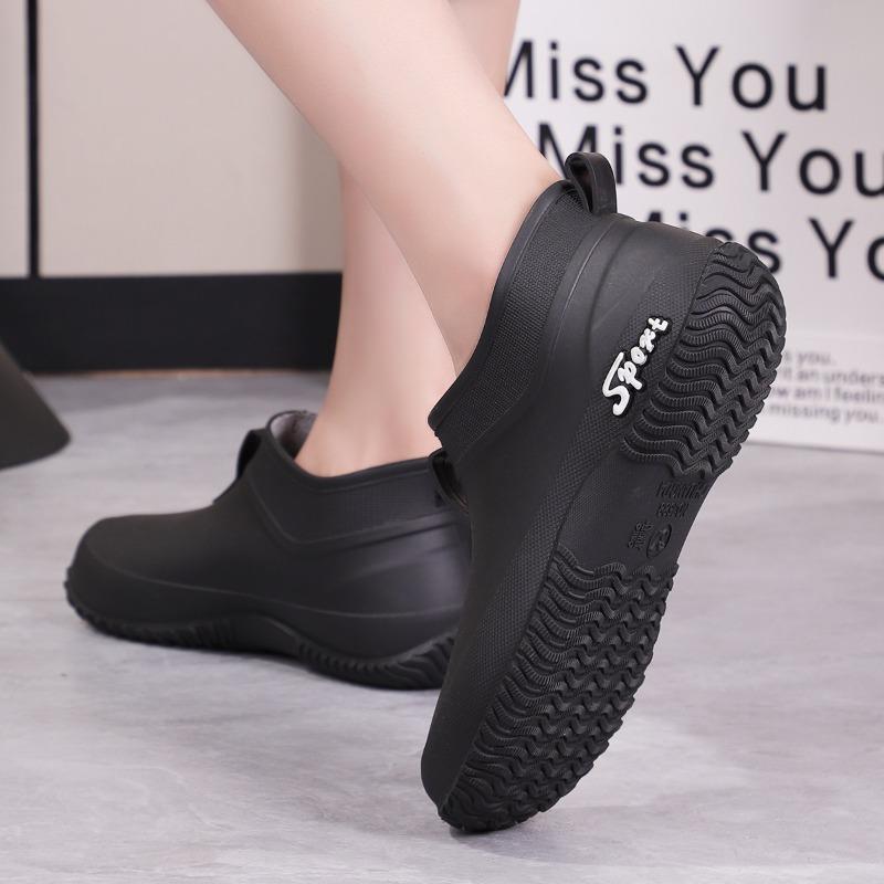 Rain shoes women's new fashion soft rainy season wear cotton comfortable short work shoes waterproof rain boots water shoes durable