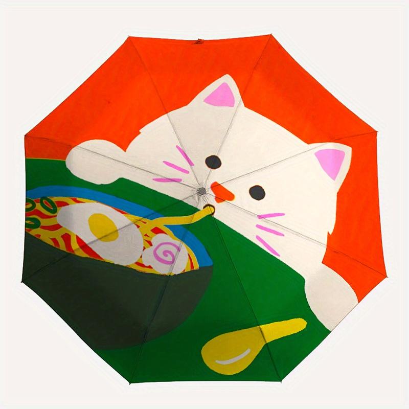 

1pc Cat Eating NoodlesAutomatic Open/close, All-Season Portable Folding Umbrella for Friends, Travel, Everyday, Events yy250806070