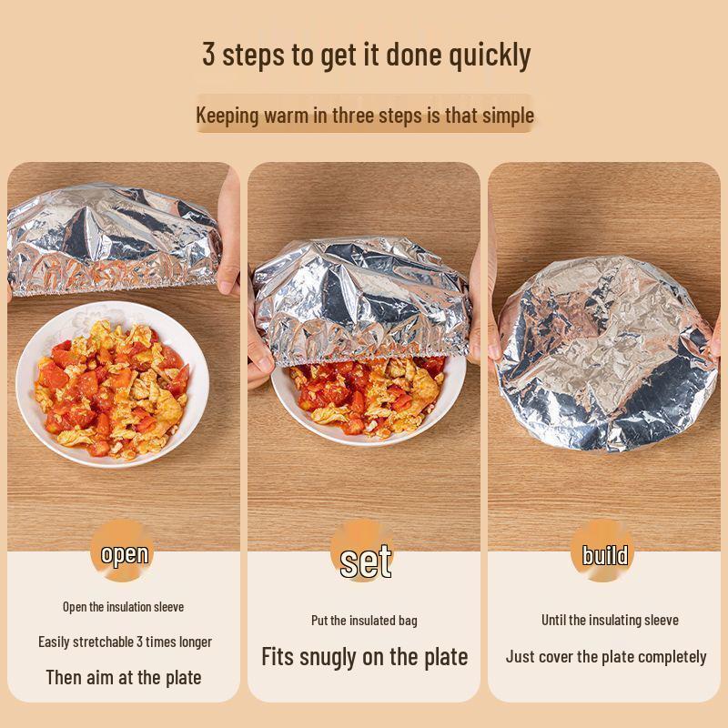 Dining Table Food Warming Cover - Food-Grade Aluminum Foil Insulated Heat Retention Fresh-Keeping Film.