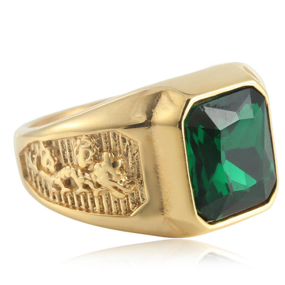Jewelry Stainless Steel Dragon and Phoenix Ring Retro Trendy Female Personality Punk Titanium Steel Multi-color Gemstone Ring