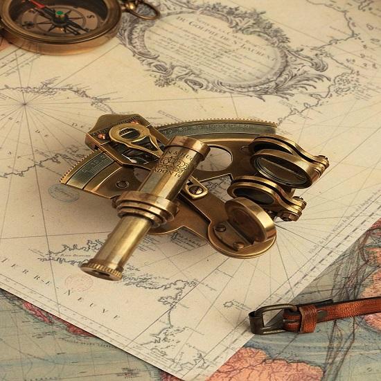 

10,16 см Секстант из цельной латуни с кожаным футляром