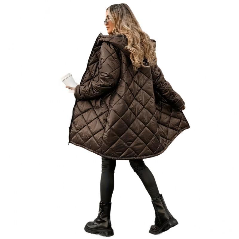 Womens Thick Hooded Mid-Length Cotton Padded