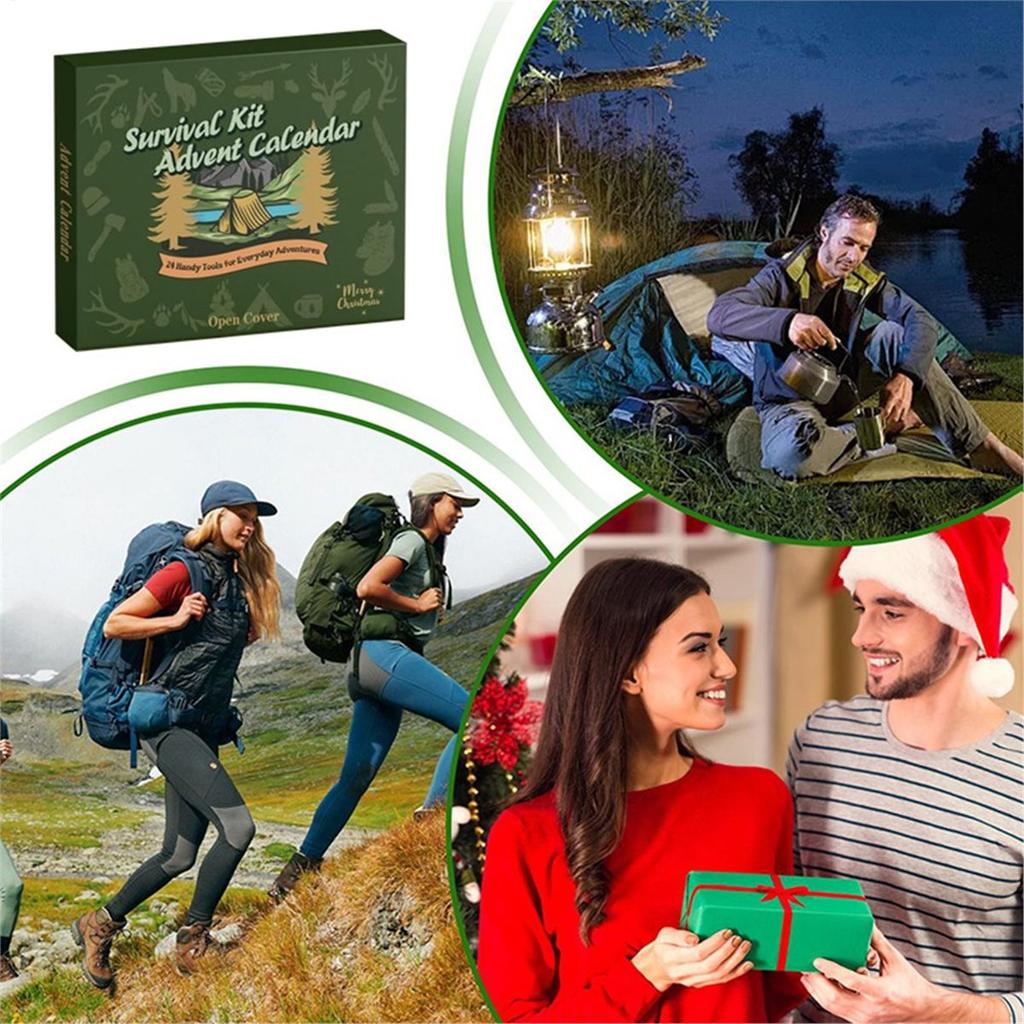 Christmas Outdoor Survival Tools Advent Calendar Camping Picnic Supplies Blind Box Countdown Family Friends Gifts Sets