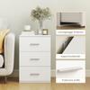 Nightstand with 3 Drawers, Side Chest of Drawers for Bedroom, MDF, White