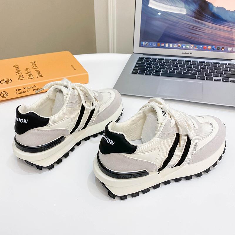 Damskie buty Forrest Gump na grubej podeszwie Wiosna Nowe Retro Waflowa Talia Oddychające Pasujące do wszystkiego Sportowe Buty Tatusia