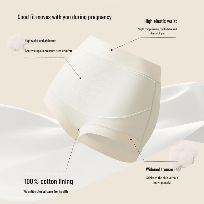 Yiershuang 7A Antibacterial High-Waist Seamless Maternity Underwear