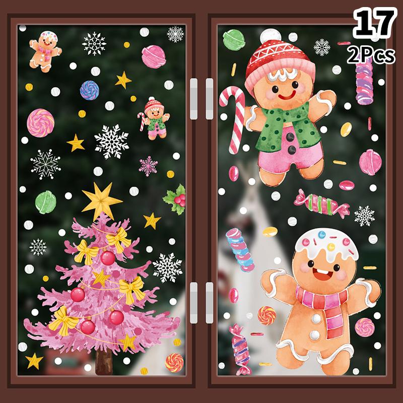 Removable Christmas Pvc Static Sticker Santa Window Stickers Beautify Snowflake Wall Decals New Year Party Glass Dress Up
