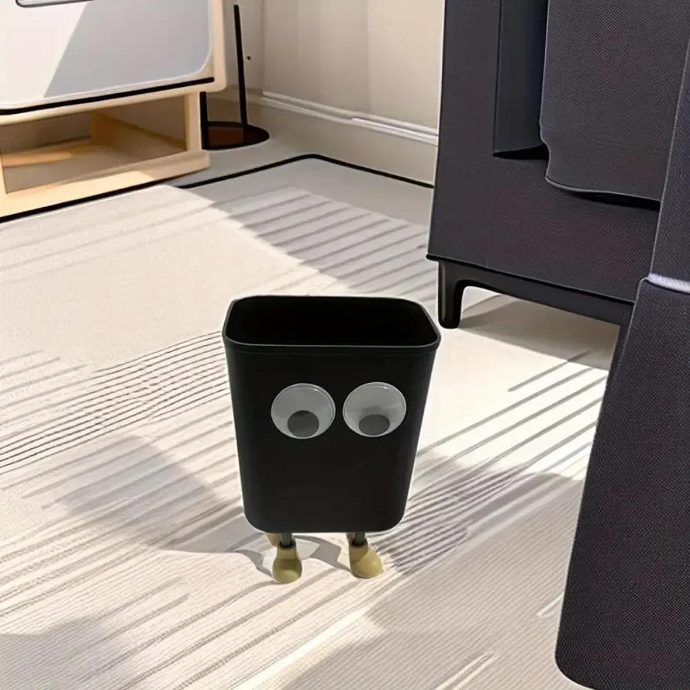 Whimsical Footed Trash Bin with Oversized Eyes - Perfect for Home, Office, or Kitchen!