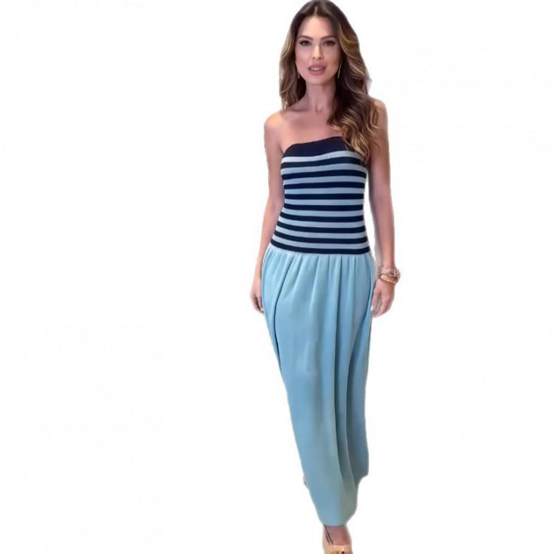 Womens 2025 Fall Slim Fit Knit Dress One Neck Long Sleeve Sweater 3D Sky Blue S-XXL