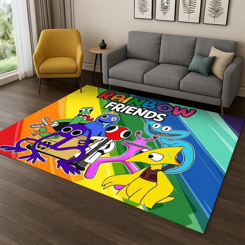 3D R-Rainbows Friends Animacinis Žaidimas Kilimas Kilimas Miegamojo Svetainės Sofos Žaidimų Kambario Durų Kilimėlis Namų Dekoras, Vaikų Zonos Kilimas Neslystantis
