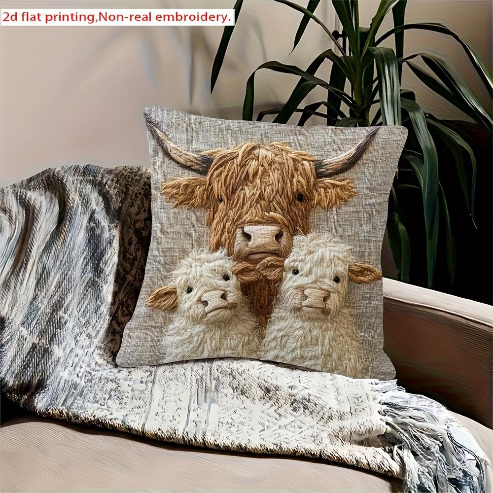 1pc Cute Animal Short Plush Small Cattle and Sheep Pillow Cover Does Not Contain Core Suitable for Living Room Home Decoration Bedside Cushion