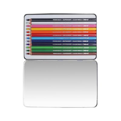 Doms 12 Shades Super Soft Color Pencils Flat Tin Box Set for Drawing Blending Sketching Art Supplies for Kids Students