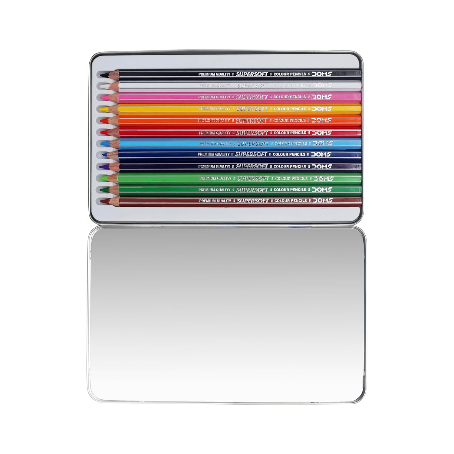 

Doms 12 Shades Super Soft Color Pencils Flat Tin Box Set for Drawing Blending Sketching Art Supplies for Kids Students
