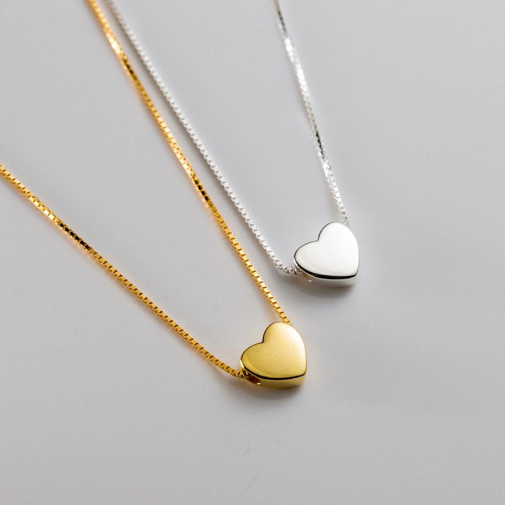 Fashion Minimalist Jewelry Necklaces 925 Sterling Silver Trendy Necklaces Small Love Heart Gold Plated Necklace for Women
