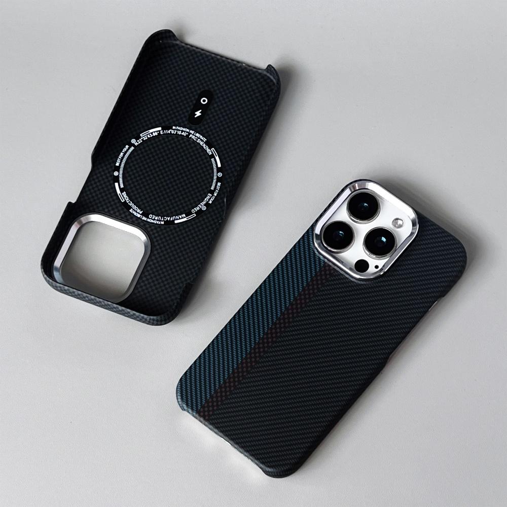 Luxury Carbon Fiber Texture For Magsafe Case For iPhone 16 Pro Max 15 14 13 Magnetic Wireless Charging Shockproof Hard Cover