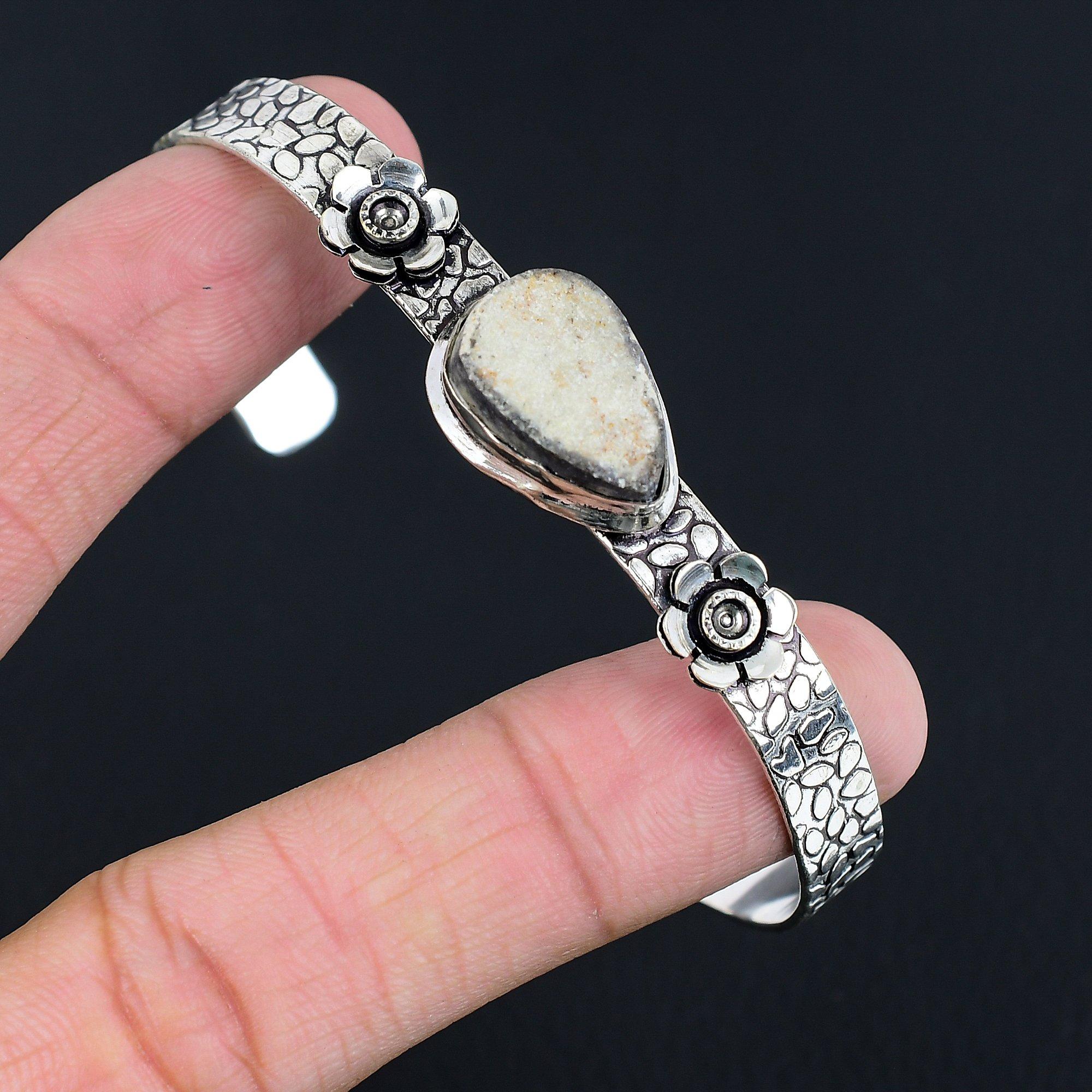 

Memorial Day Sale Sterling Silver Psilomelane Dendrite Stone New Bangle Bracelet Adjustable