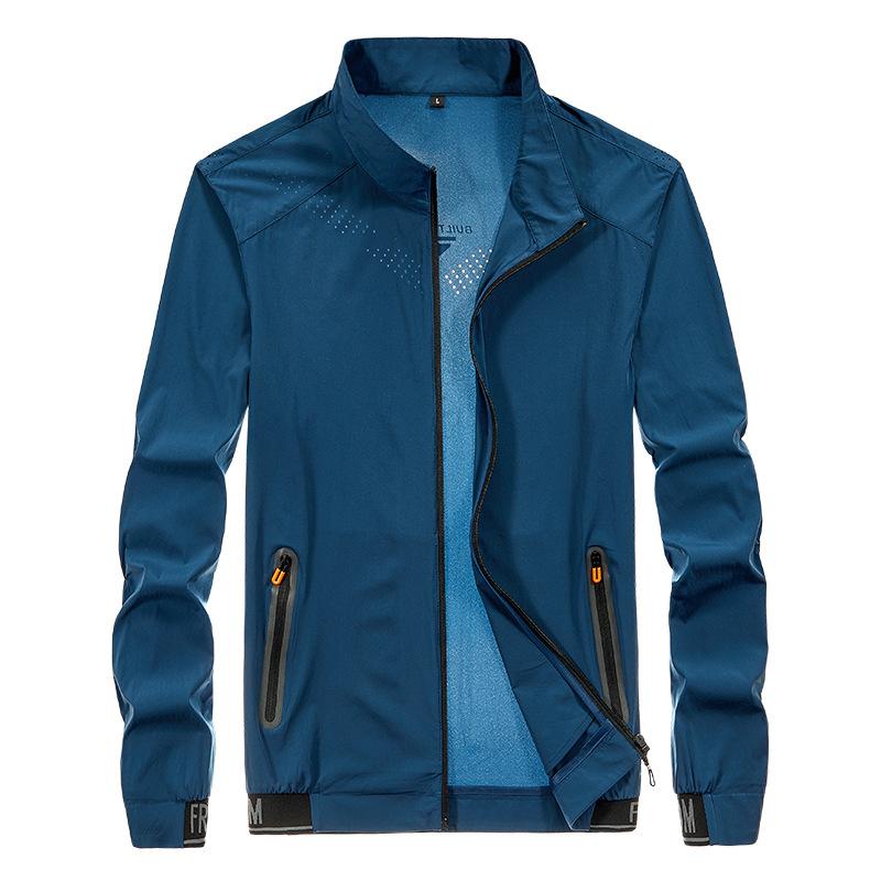 

Солнцезащитная одежда Мужская летняя ультратонкая корейская спортивная куртка из ледяного шелка XXL синий