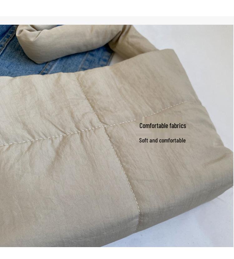 Korean Style Women's Cotton-Padded Crossbody Messenger Bag - Solid Color, Large Capacity