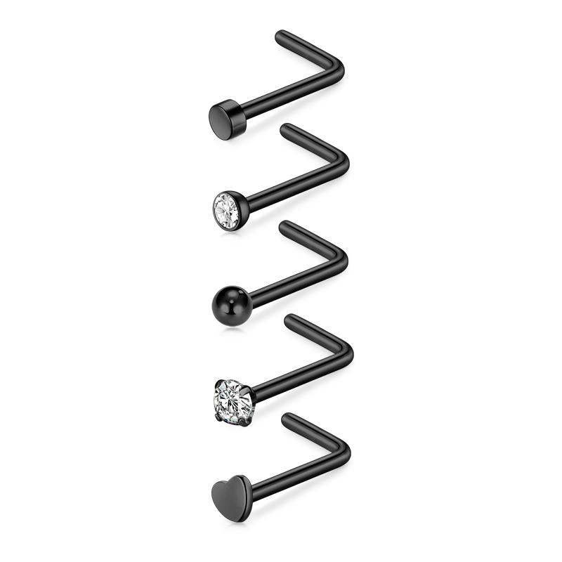 5/6/21 Stück 20G Nasenstecker Edelstahl Nasenflügelstecker Schrauben Nasenring Hoop Körperpiercing Silber Gold Farbe Herz Nasenstecker