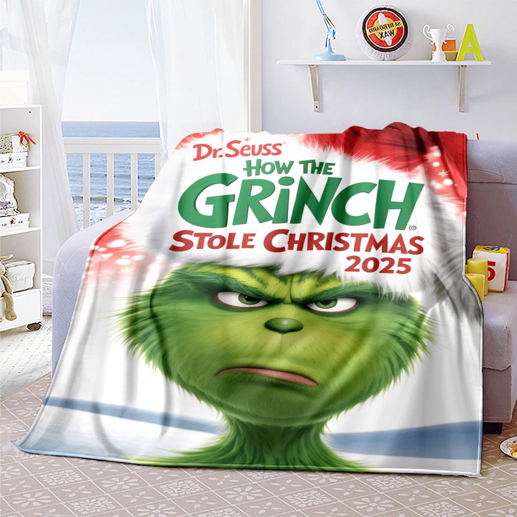 Christmas Gift Comedy Movie How the Grinch Stole Christmas Blanket Home Warming, Four Season Bed Decoration Sofa Cover Flannel Throwing Blanket K13