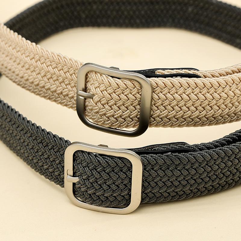 Elastic Braided Belt for Young Female Student Military Training Pants Casual Belt Belt Belt Men Canvas Belt Men